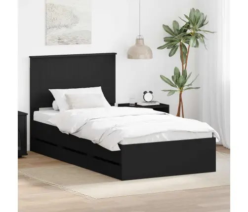 Gultas Rāmis Ar Atvilktni Melna 100 X 200 Cm Inženieru Koks Vidaxl