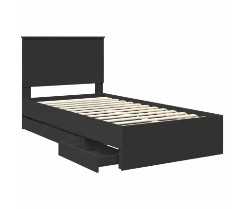 Gultas Rāmis Ar Atvilktni Melna 100 X 200 Cm Inženieru Koks Vidaxl