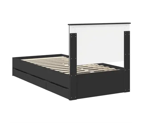 Gultas Rāmis Ar Atvilktni Melna 100 X 200 Cm Inženieru Koks Vidaxl