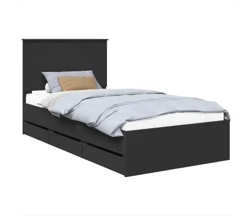 Gultas Rāmis Ar Atvilktni Melna 100 X 200 Cm Inženieru Koks Vidaxl