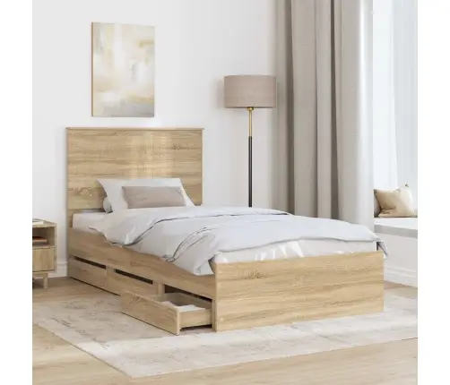 Gultas Rāmis Sonoma Ozols 100 X 200 Cm Inženieru Koks Vidaxl