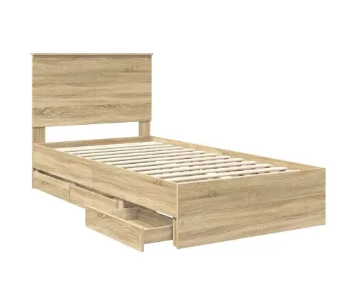 Gultas Rāmis Sonoma Ozols 100 X 200 Cm Inženieru Koks Vidaxl