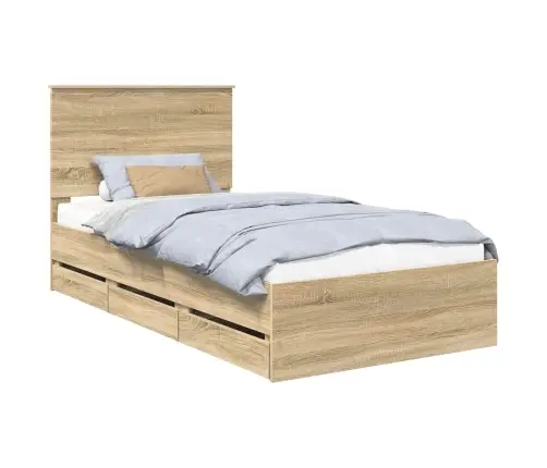 Gultas Rāmis Sonoma Ozols 100 X 200 Cm Inženieru Koks Vidaxl