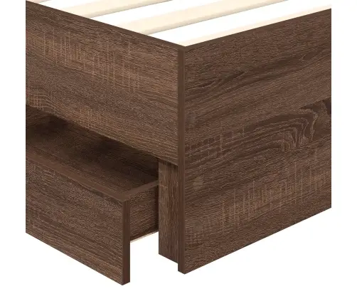 Gultas Rāmis Brūns Ozols 100 X 200 Cm Inženieru Koks Vidaxl