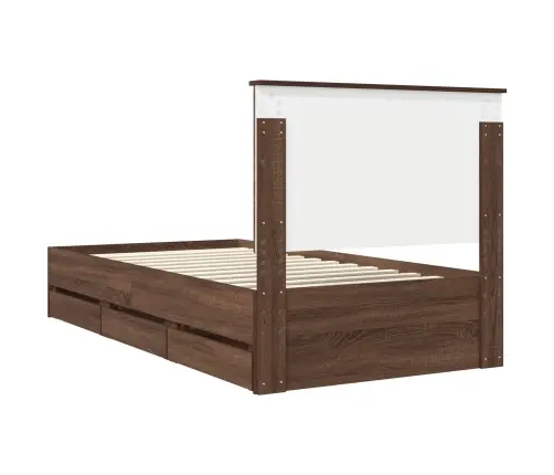 Gultas Rāmis Brūns Ozols 100 X 200 Cm Inženieru Koks Vidaxl