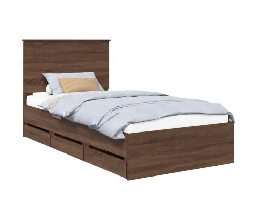 Gultas Rāmis Brūns Ozols 100 X 200 Cm Inženieru Koks Vidaxl