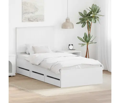 Gultas Rāmis Ar Atvilktni Balts 90 X 190 Cm Inženieru Koks Vidaxl