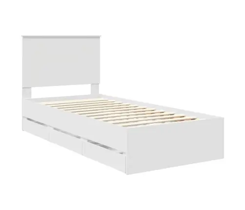 Gultas Rāmis Ar Atvilktni Balts 90 X 190 Cm Inženieru Koks Vidaxl