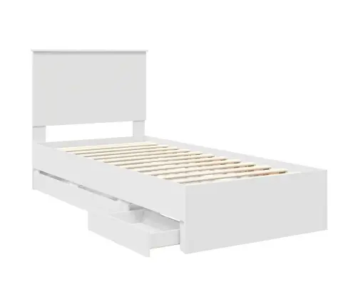 Gultas Rāmis Ar Atvilktni Balts 90 X 190 Cm Inženieru Koks Vidaxl