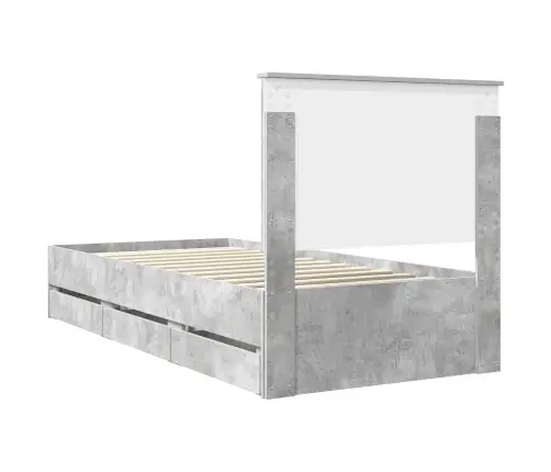 Gultas Rāmis Betona Pelēks 90 X 190 Cm Inženieru Koks Vidaxl