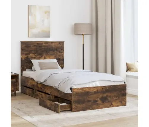 Voodi Raam Sahtliga Suitsetatud Tamm 90 X 190 Cm Inseneripuit