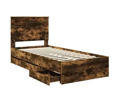 Voodi Raam Sahtliga Suitsetatud Tamm 90 X 190 Cm Inseneripuit