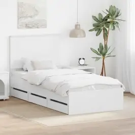 Gultas Rāmis Ar Atvilktni Balts 90 X 200 Cm Inženieru Koks Vidaxl