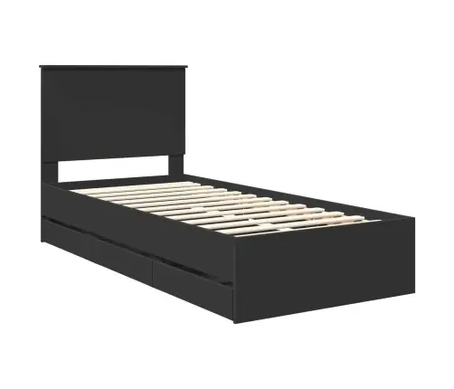 Gultas Rāmis Ar Atvilktni Melna 90 X 200 Cm Inženieru Koks Vidaxl