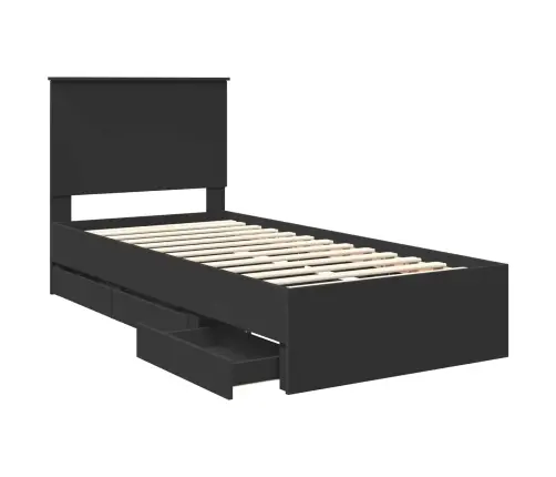 Gultas Rāmis Ar Atvilktni Melna 90 X 200 Cm Inženieru Koks Vidaxl