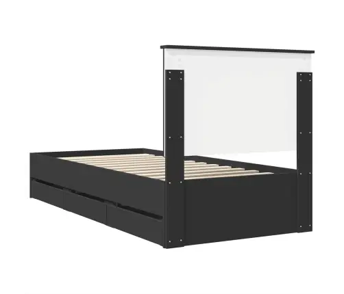 Gultas Rāmis Ar Atvilktni Melna 90 X 200 Cm Inženieru Koks Vidaxl