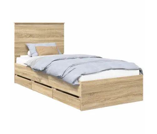 Gultas Rāmis Sonoma Ozols 90 X 200 Cm Inženieru Koks Vidaxl