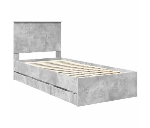 Gultas Rāmis Betona Pelēks 90 X 200 Cm Inženieru Koks Vidaxl