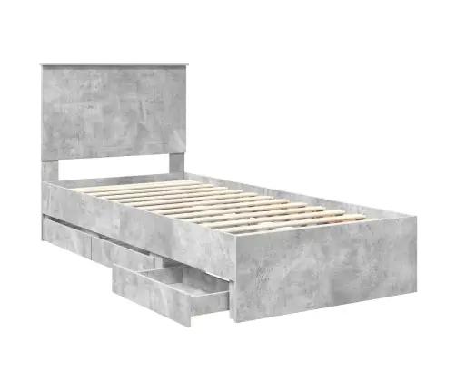 Gultas Rāmis Betona Pelēks 90 X 200 Cm Inženieru Koks Vidaxl