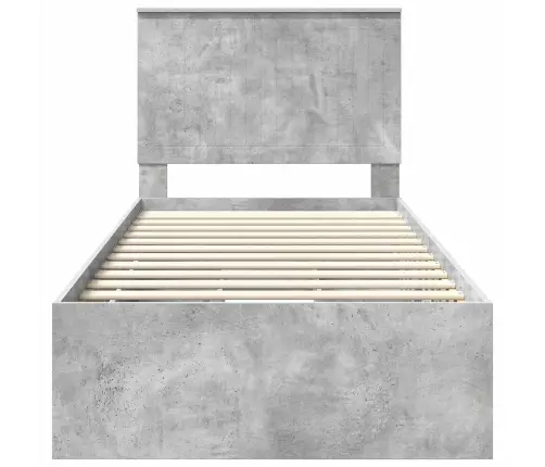 Gultas Rāmis Betona Pelēks 90 X 200 Cm Inženieru Koks Vidaxl