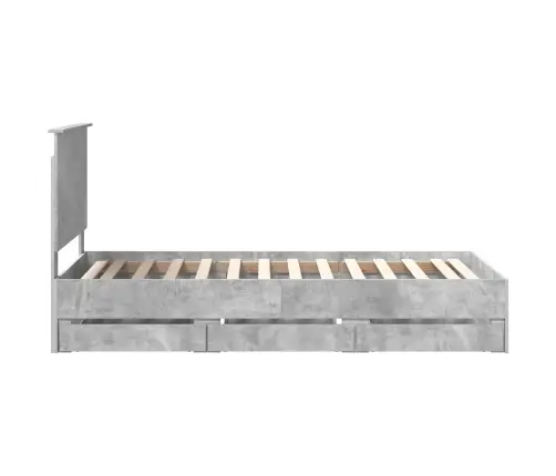 Gultas Rāmis Betona Pelēks 90 X 200 Cm Inženieru Koks Vidaxl