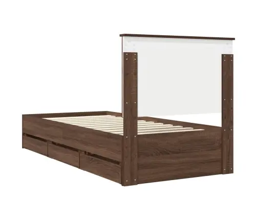 Gultas Rāmis Brūns Ozols 90 X 200 Cm Inženieru Koks Vidaxl