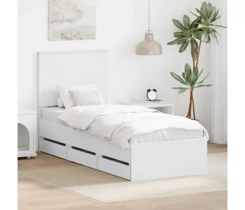 Gultas Rāmis Ar Atvilktni Balts 75 X 190 Cm Inženieru Koks Vidaxl