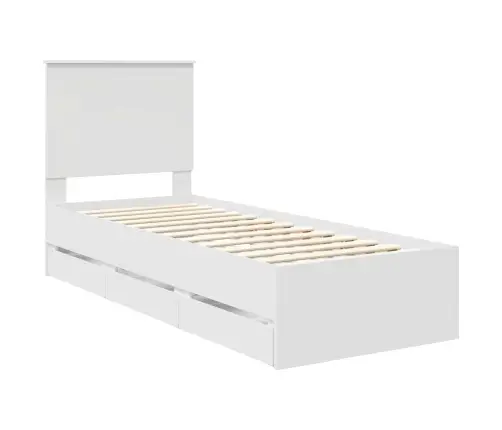 Gultas Rāmis Ar Atvilktni Balts 75 X 190 Cm Inženieru Koks Vidaxl