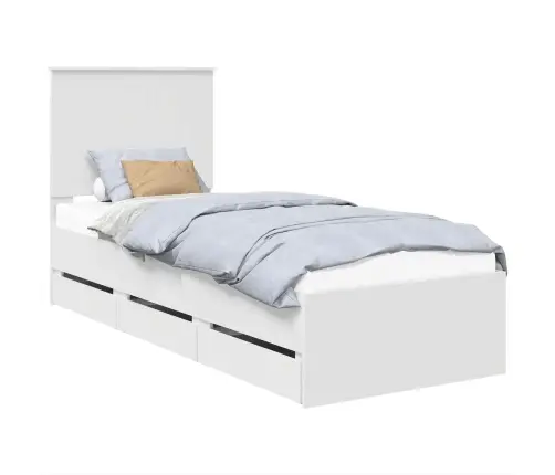 Gultas Rāmis Ar Atvilktni Balts 75 X 190 Cm Inženieru Koks Vidaxl