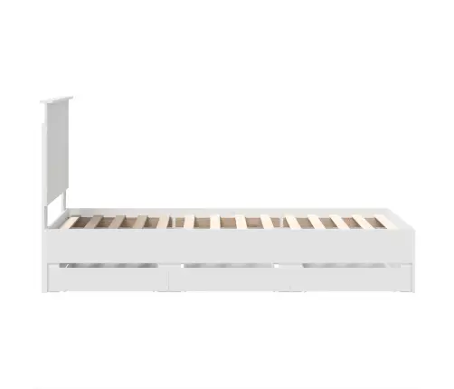 Gultas Rāmis Ar Atvilktni Balts 75 X 190 Cm Inženieru Koks Vidaxl