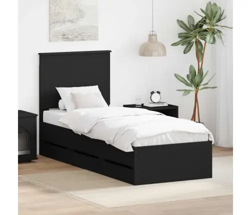 Lovos Rėmas Su Stalčių Juoda 75 X 190 Cm Inžinerinė Mediena