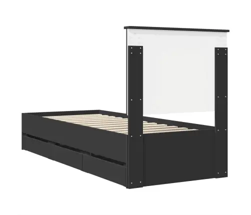 Lovos Rėmas Su Stalčių Juoda 75 X 190 Cm Inžinerinė Mediena