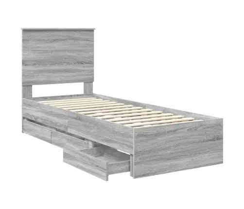 Gultas Rāmis Pelēks Sonoma 75 X 190 Cm Inženieru Koks Vidaxl