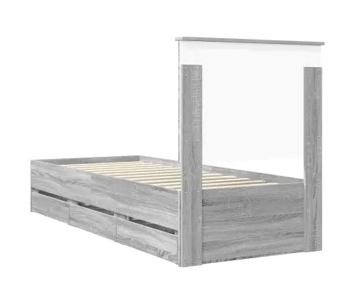 Gultas Rāmis Pelēks Sonoma 75 X 190 Cm Inženieru Koks Vidaxl