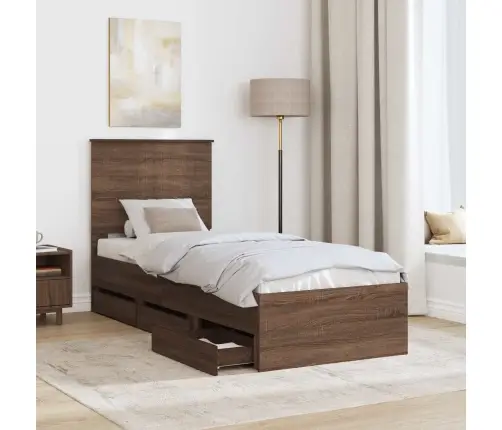 Voodi Raam Sahtliga Peaga Pruun Tamme 75 X 190 Cm Inseneripuit