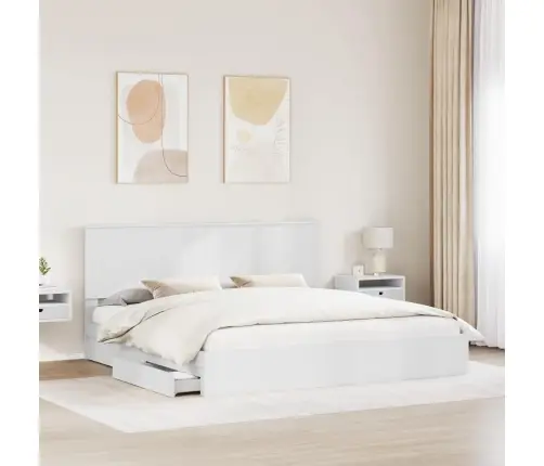 Glabāšanas Gulta Balts 200 X 200 Cm Inženierijas Koks Vidaxl