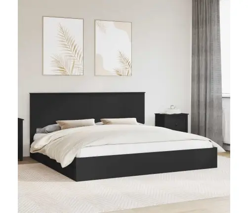 Glabāšanas Gulta Melna 200 X 200 Cm Inženierijas Koks Vidaxl