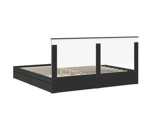 Glabāšanas Gulta Melna 200 X 200 Cm Inženierijas Koks Vidaxl