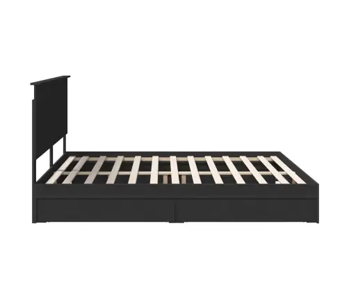 Glabāšanas Gulta Melna 200 X 200 Cm Inženierijas Koks Vidaxl