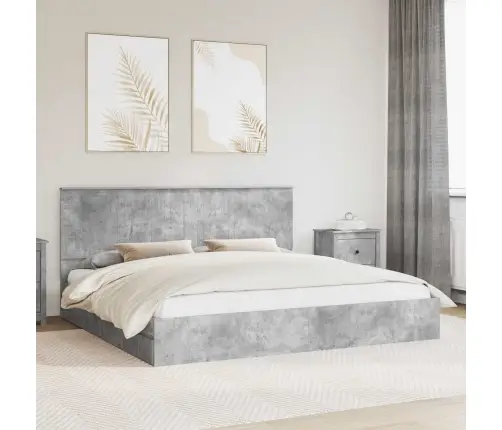 Laos Voodi Peaga Sahtliga Betoonhall 200 X 200 Cm Tehispuit