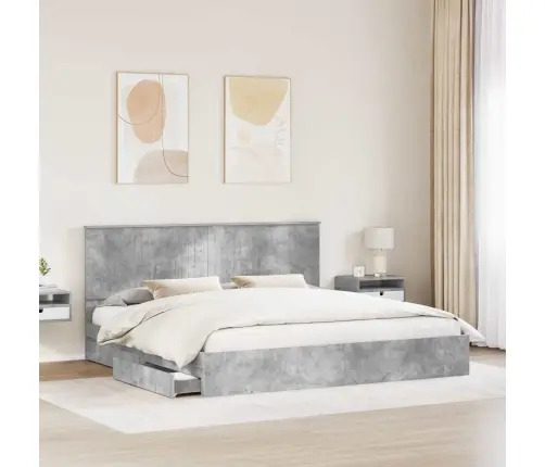 Laos Voodi Peaga Sahtliga Betoonhall 200 X 200 Cm Tehispuit