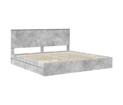 Laos Voodi Peaga Sahtliga Betoonhall 200 X 200 Cm Tehispuit