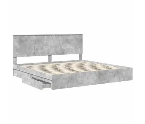 Laos Voodi Peaga Sahtliga Betoonhall 200 X 200 Cm Tehispuit