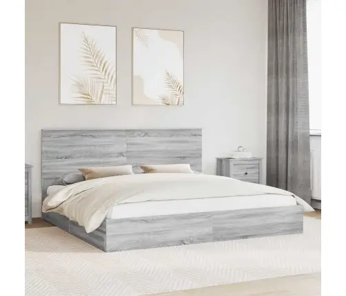 Glabāšanas Gulta Pelēks Sonoma 200 X 200 Cm Inženierijas Koks Vidaxl