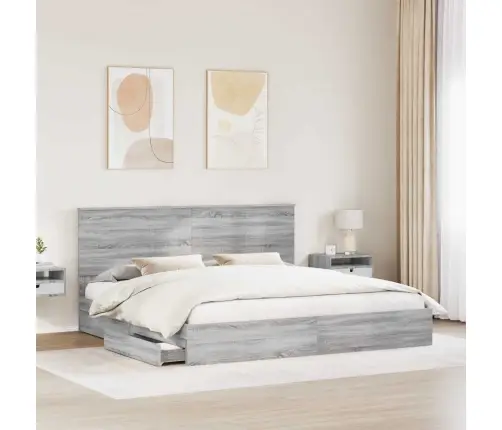 Glabāšanas Gulta Pelēks Sonoma 200 X 200 Cm Inženierijas Koks Vidaxl