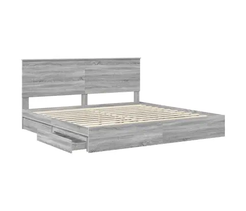 Glabāšanas Gulta Pelēks Sonoma 200 X 200 Cm Inženierijas Koks Vidaxl