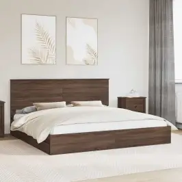 Laos Voodi Peaga Sahtliga Pruun Tamme 200 X 200 Cm Tehispuit