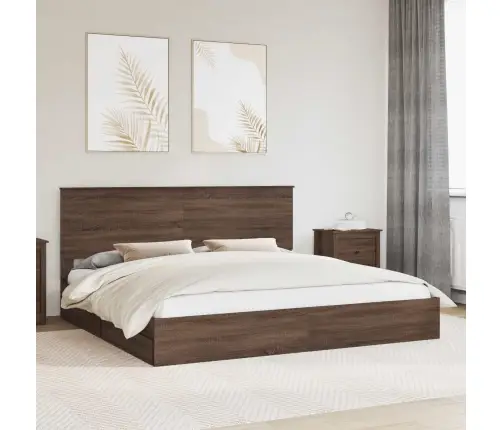 Laos Voodi Peaga Sahtliga Pruun Tamme 200 X 200 Cm Tehispuit