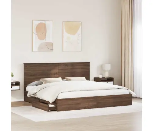 Laos Voodi Peaga Sahtliga Pruun Tamme 200 X 200 Cm Tehispuit