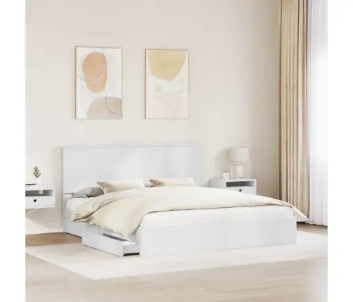 Saugos Lova Su Galvūgalio Balta 180 X 200 Cm Apdirbta Mediena